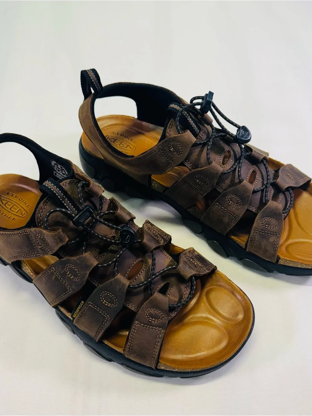 Keen Brown Leather Men's Closed-Toe Fisherman Sandals